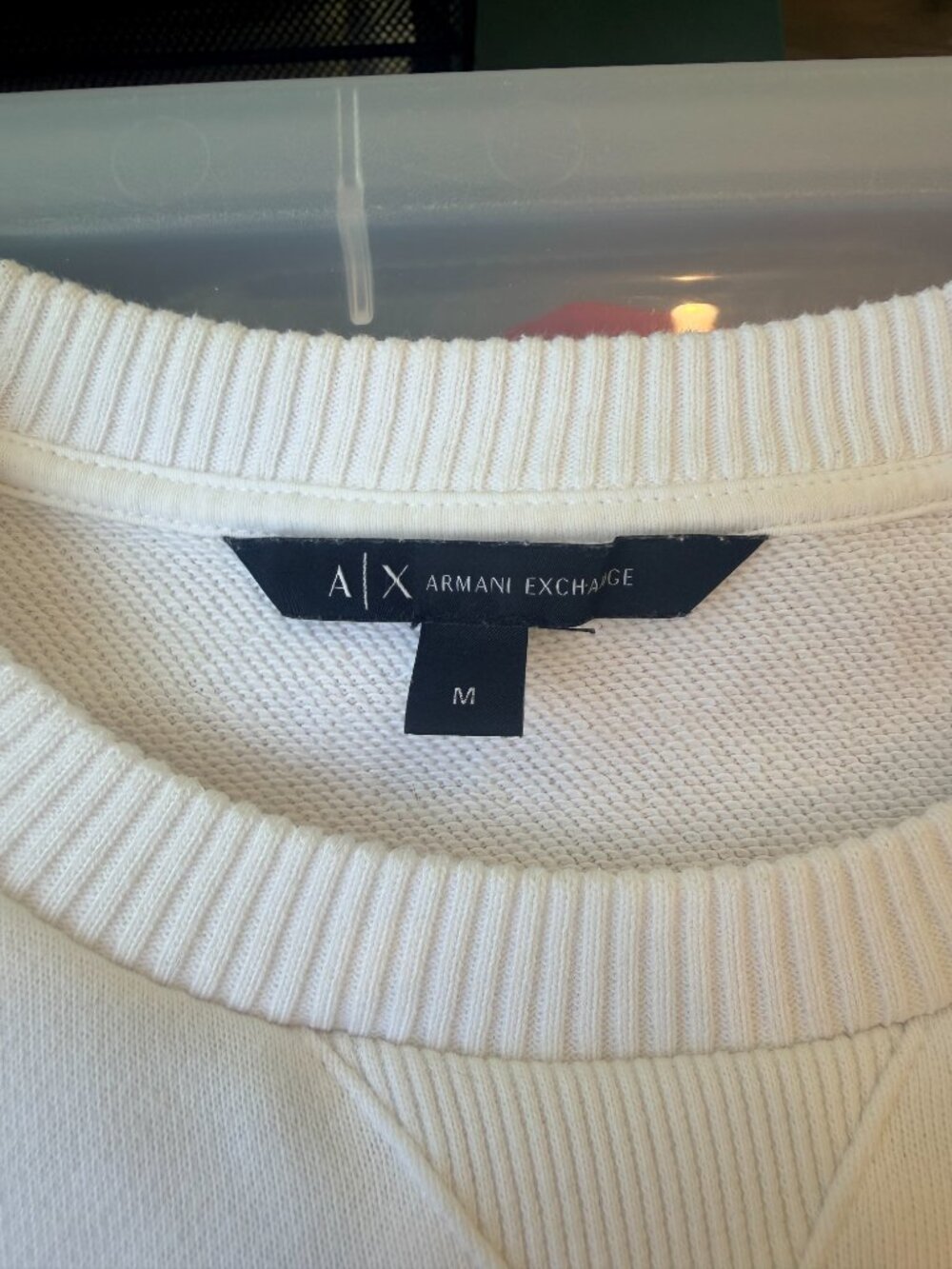 Armani Exchange White Crewneck Sweatshirt Black Gold Graphic Logo M/W MED - Picture 8 of 10